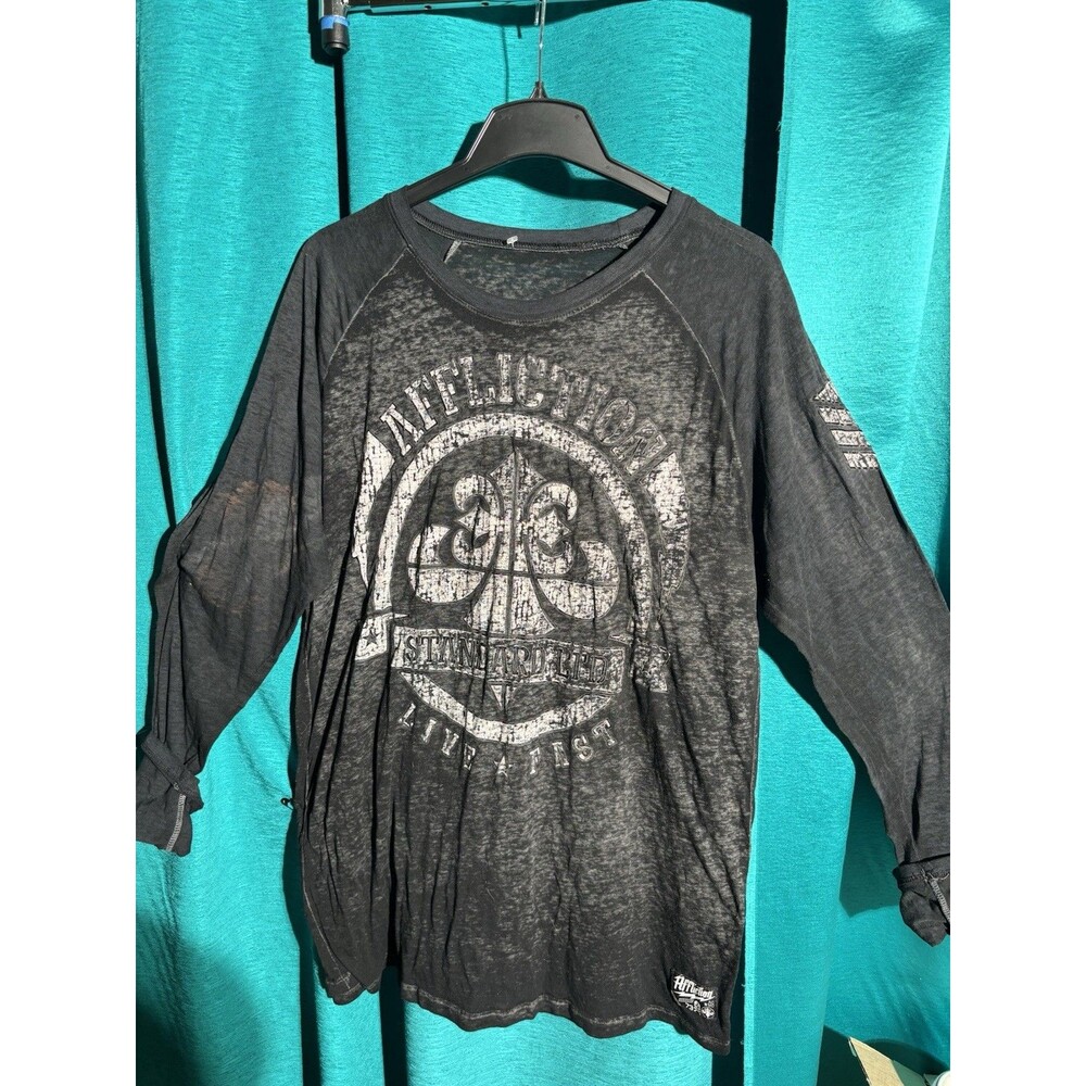 AFFLICTION LOUD & FAST 73 STANDARD LTD LIVE FAST SHIRT MEN’S XL BLACK BURNOUT LS